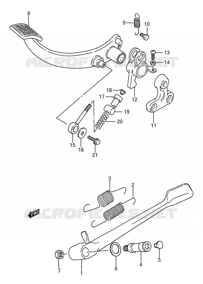 BEQUILLE LATERALE - PEDALE DE FREIN ARRIERE Suzuki MOTO 1400 INTRUDER 1995  VS1400GLPS(E28)