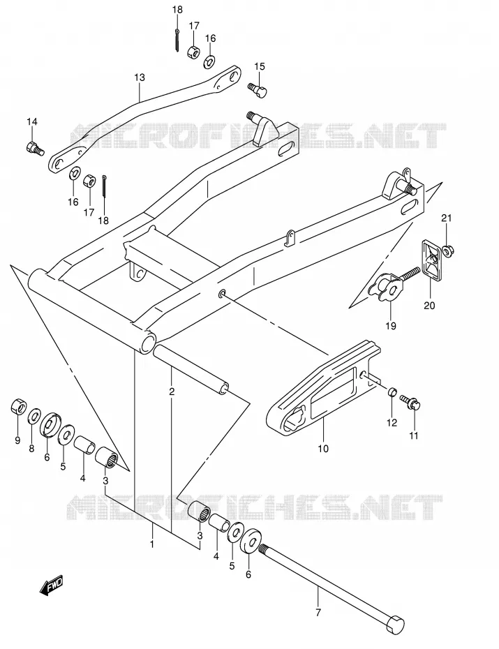 BRAS OSCILLANT ARRIERE (MODELE K5) Suzuki MOTO 250 INTRUDER 2005  VL250K5(E19)
