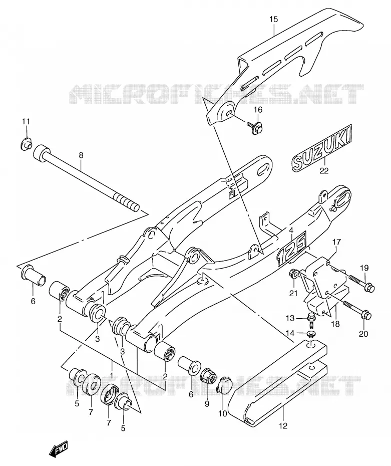 BRAS OSCILLANT ARRIERE (MODELE M/N/P) Suzuki MOTO 125 TS-R 1989  TS125RK(E2)