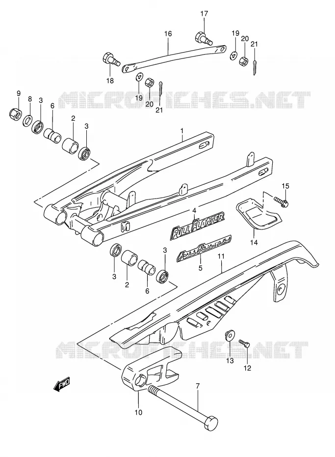 BRAS OSCILLANT ARRIERE (VOIR NOTE) Suzuki MOTO 50 TS-X 1994  TS50XKR(E1)