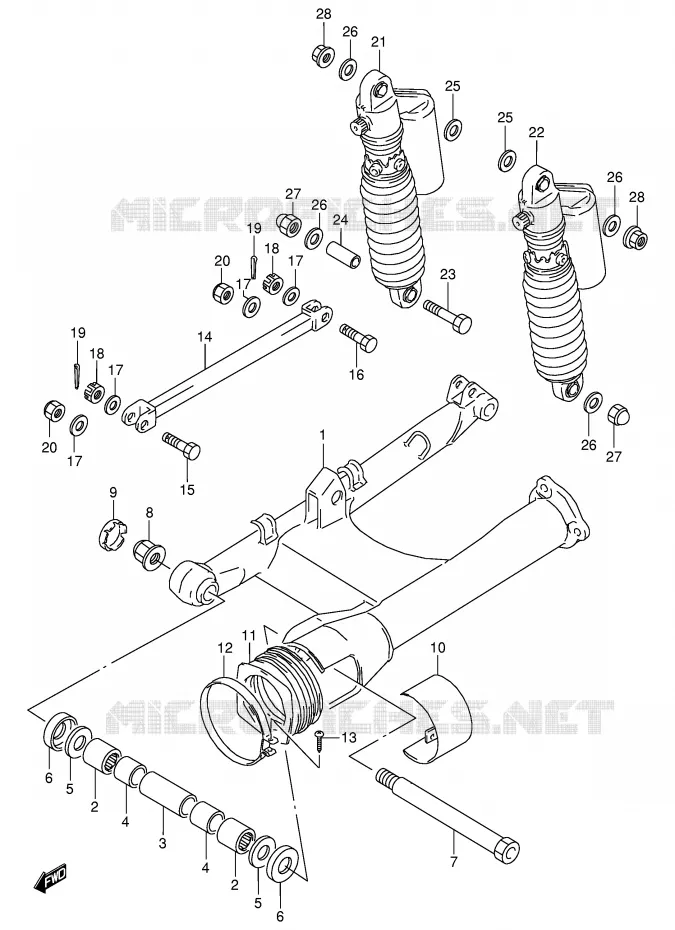 BRAS OSCILLANT ARRIERE (VOIR NOTE) Suzuki MOTO 800 VX 1993  VX800UP(E4)