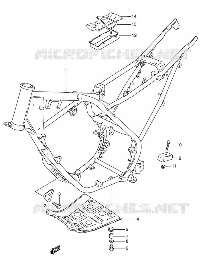 CADRE (MODELE H/J/M/R) Suzuki MOTO 50 TS-X 1986  TS50XKG(E1)