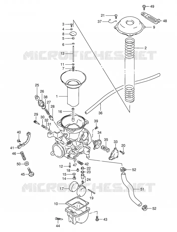 CARBURATEUR (REAR)(MODELE N/P/R) Suzuki MOTO 800 INTRUDER 1992  VS800GLN(E2)
