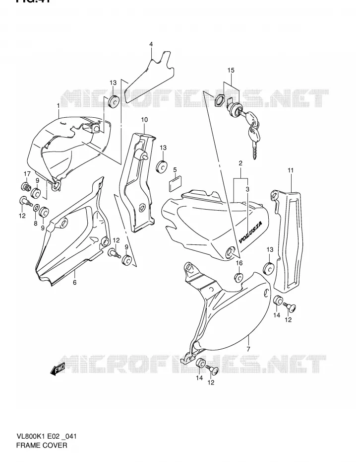 CARENAGES ARRIERE  (MODELE K1) Suzuki MOTO 800 VOLUSIA 2001  VL800K1(E2)