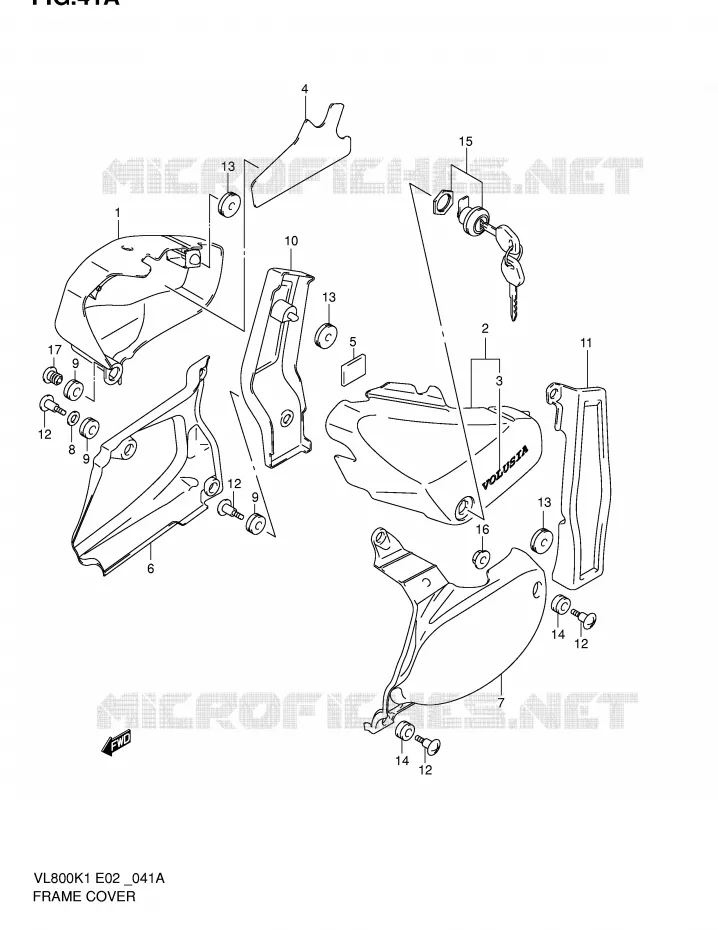 CARENAGES ARRIERE  (MODELE K2) Suzuki MOTO 800 VOLUSIA 2002  VL800K2(E2)