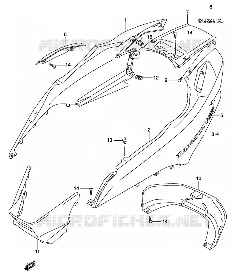 CARENAGES ARRIERE  (MODELE K3) Suzuki SCOOTER 150 BURGMAN 2004  UH150K4(P19)