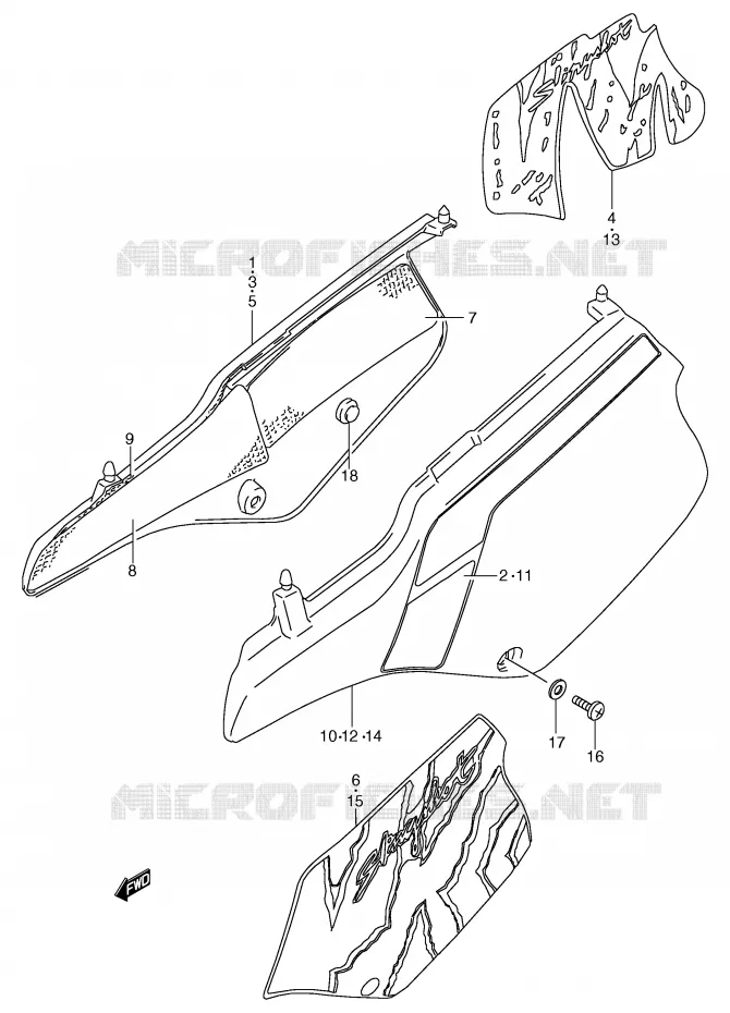 CARENAGES ARRIERE  (MODELE L/M/N) Suzuki MOTO 125 TS-R 1991  TS125RM(E2)