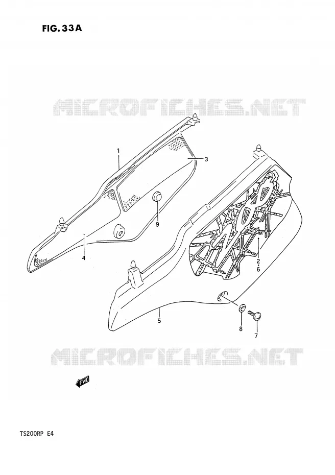 CARENAGES ARRIERE  (MODELE P) Suzuki MOTO 200 TS-R 1993  TS200RP(E4)