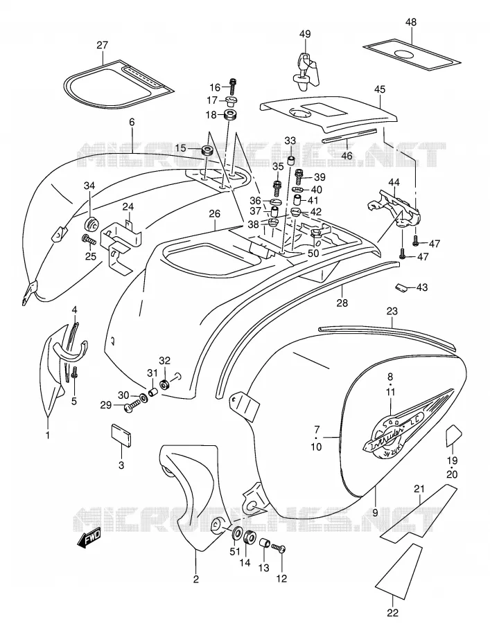 CARENAGES ARRIERE (MODELE X) Suzuki MOTO 1500 INTRUDER 2002  VL1500K2(E2)