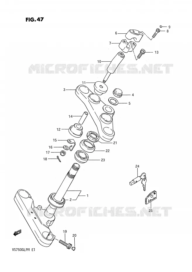 COLONNE DE DIRECTION (MODELE F/G) Suzuki MOTO 750 INTRUDER 1988  VS750GLFJ(E1)