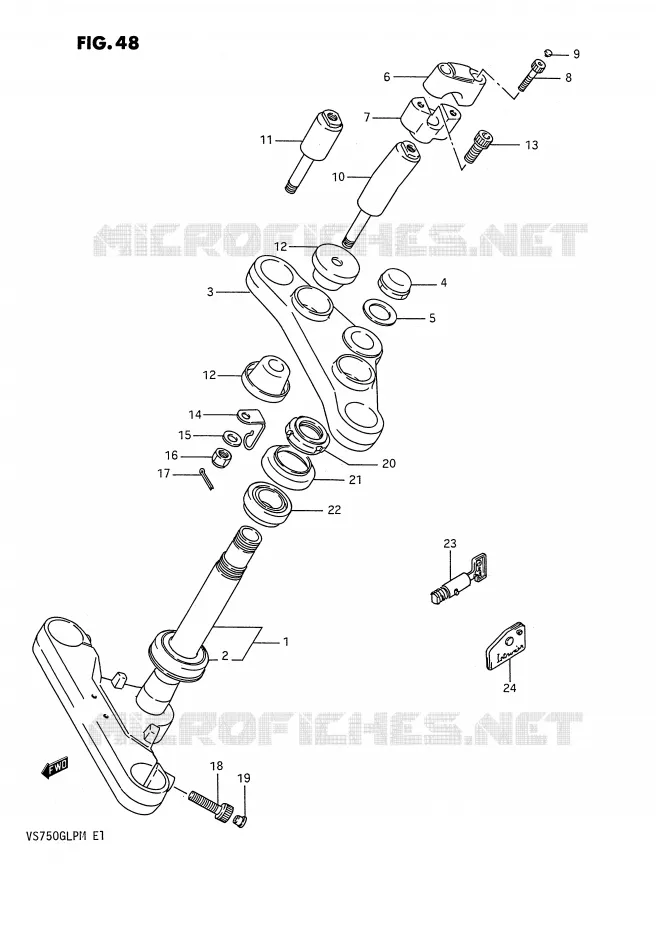 COLONNE DE DIRECTION (MODELE H) Suzuki MOTO 750 INTRUDER 1986  VS750GLFG(E1)