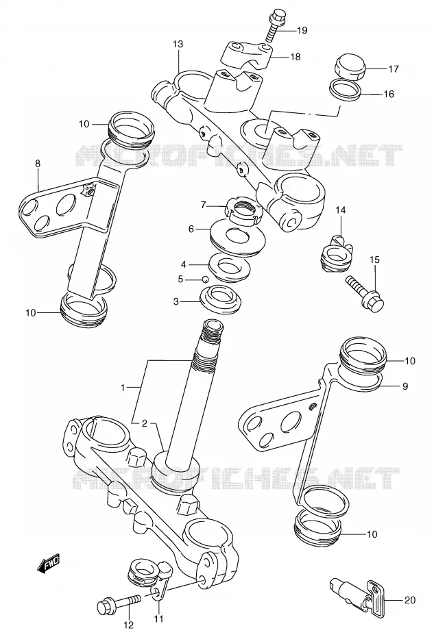 COLONNE DE DIRECTION Suzuki MOTO 125 TS-R 1991  TS125RM(E2)