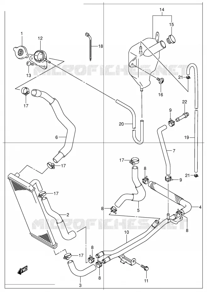DURITE DE RADIATEUR Suzuki SCOOTER 150 EPICURO 2000  UC150Y(E34)