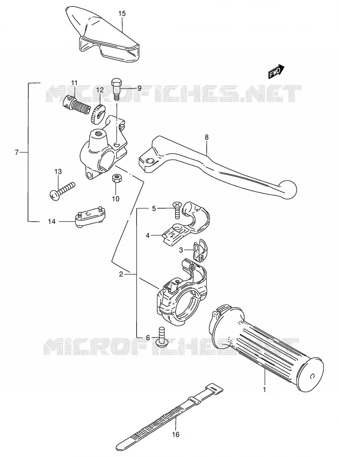 ENSEMBLE LEVIER - COMMODO DROIT Suzuki MOTO 50 TS-W 1993  TS50WP(E6)