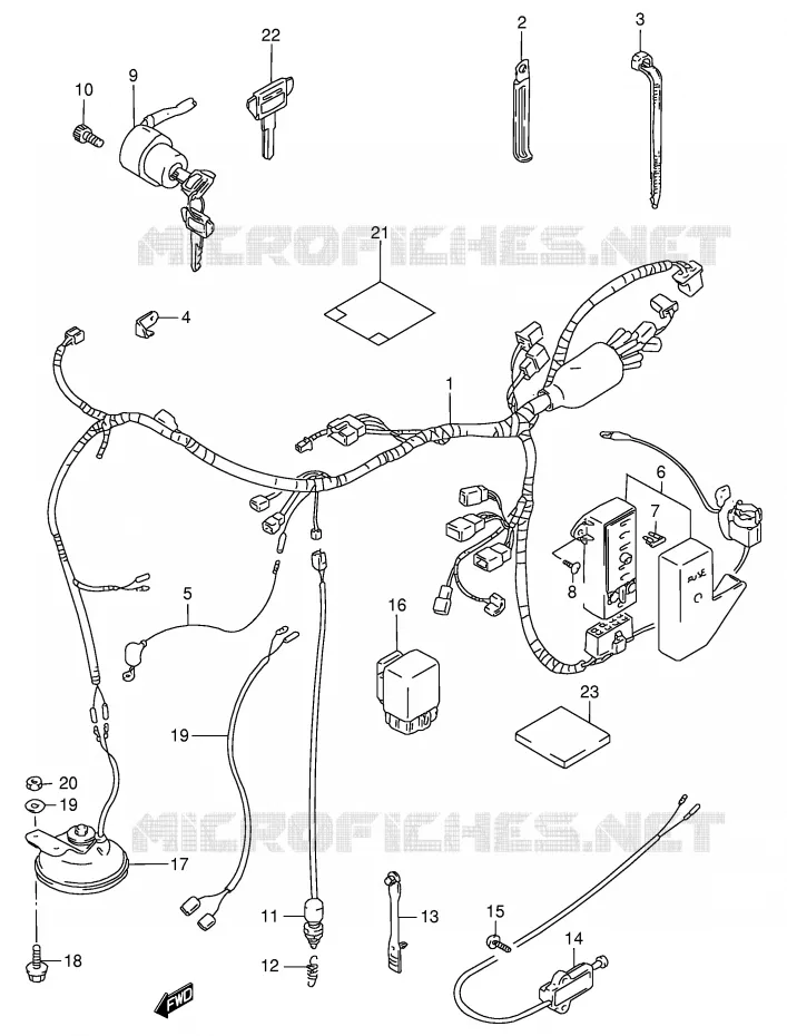 FAISCEAU ELECTRIQUE (MODELE T/V) Suzuki MOTO 800 INTRUDER 1992  VS800GLN(E28)