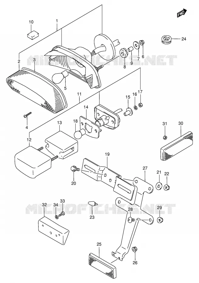 FEU ARRIERE (MODELE P/R) Suzuki MOTO 800 VX 1993  VX800P(E4)