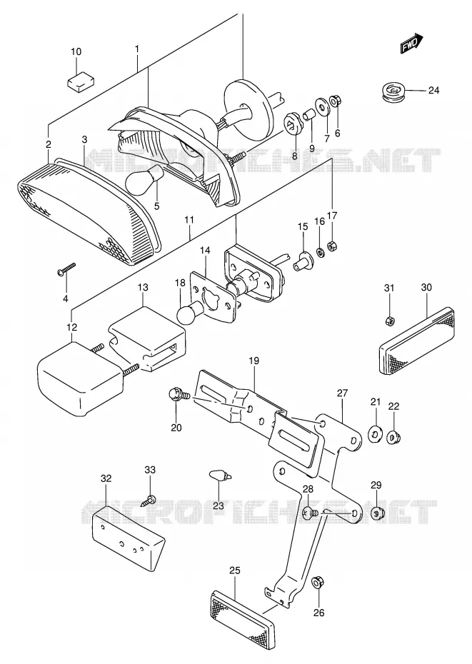 FEU ARRIERE (MODELE T) Suzuki MOTO 800 VX 1990  VX800L(E4)