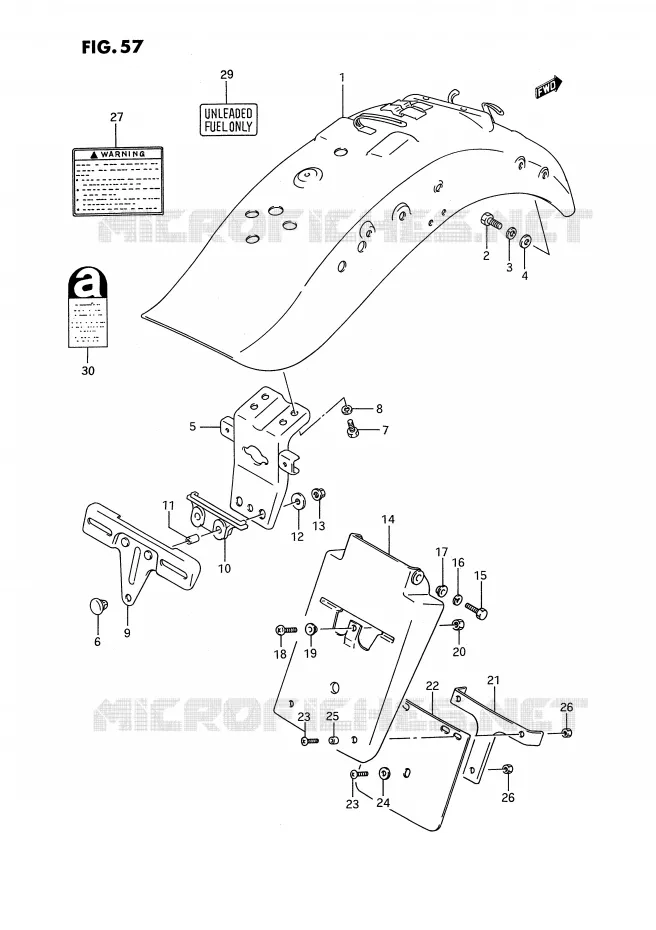 GARDE BOUE ARRIERE (MODELE H/J/K/L/M/N/P/R) Suzuki MOTO 1400 INTRUDER 1992  VS1400GLFN(E2)