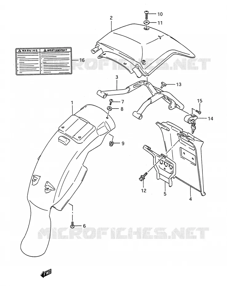 GARDE BOUE ARRIERE Suzuki MOTO 200 TS-R 1992  TS200RN(E28)