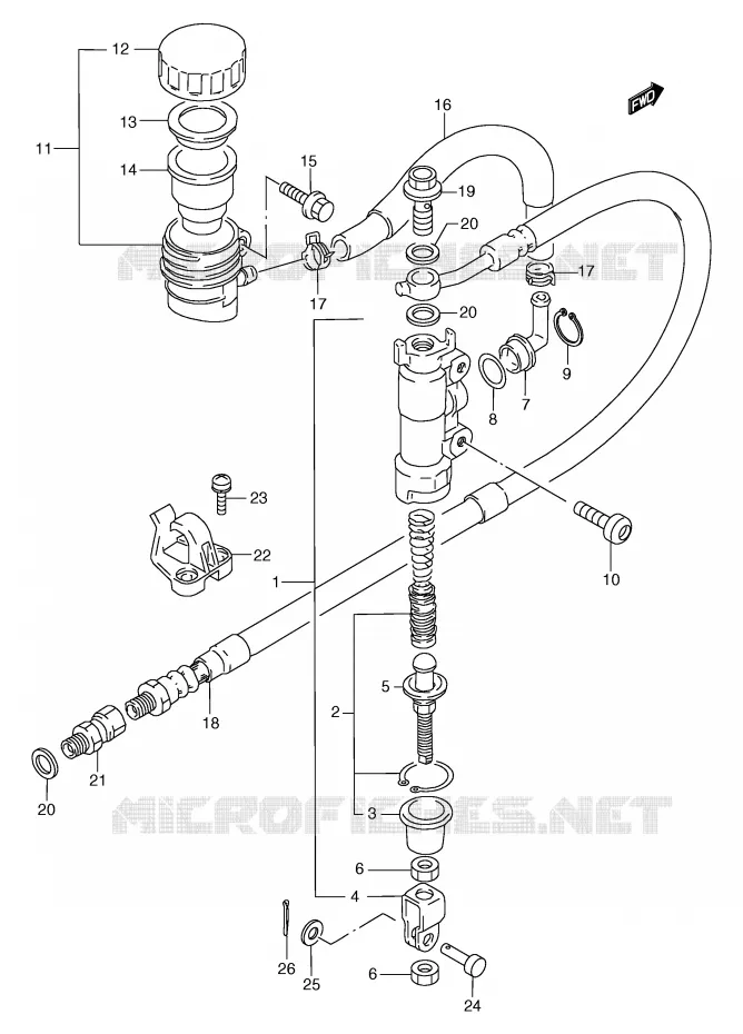 MAITRE CYLINDRE ARRIERE (MODELE K) Suzuki MOTO 125 TS-R 1991  TS125RM(E2)