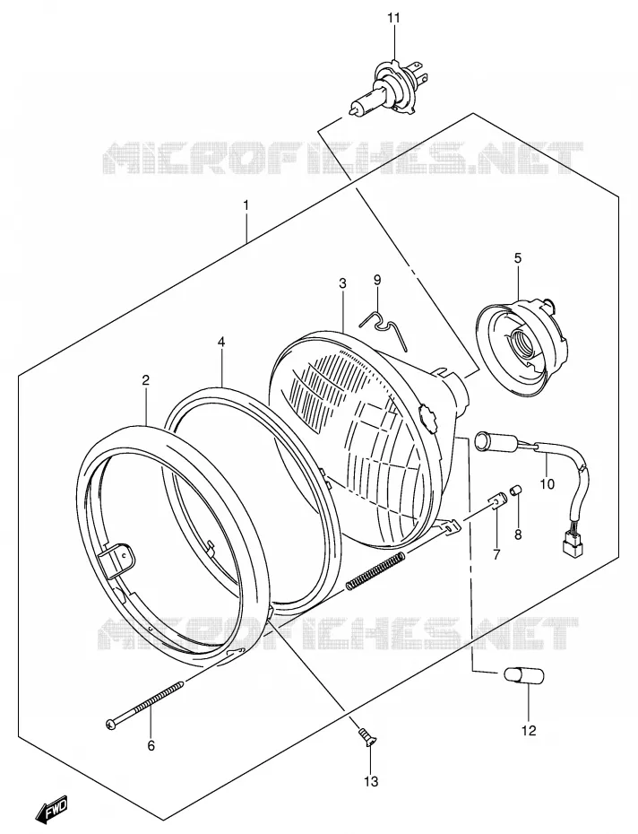 PHARE (MODELE K1/K2/K3/K4 E2,E19) Suzuki MOTO 800 VOLUSIA 2001  VL800K1(E2)