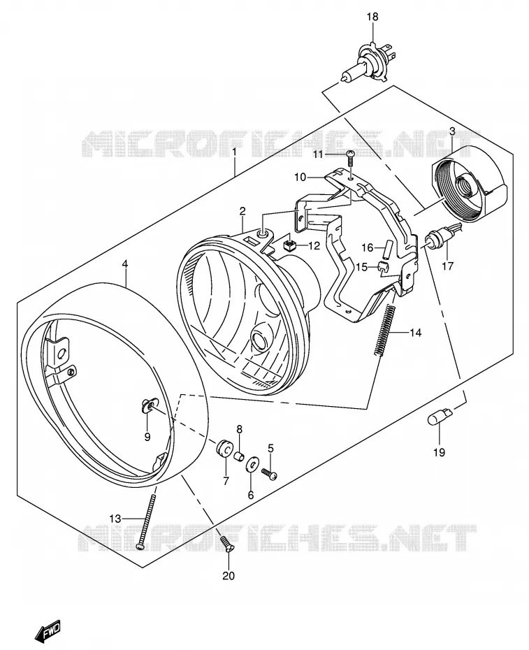 PHARE (MODELE K5 E2,E19) Suzuki MOTO 800 VOLUSIA 2004  VL800ZK4(E2)