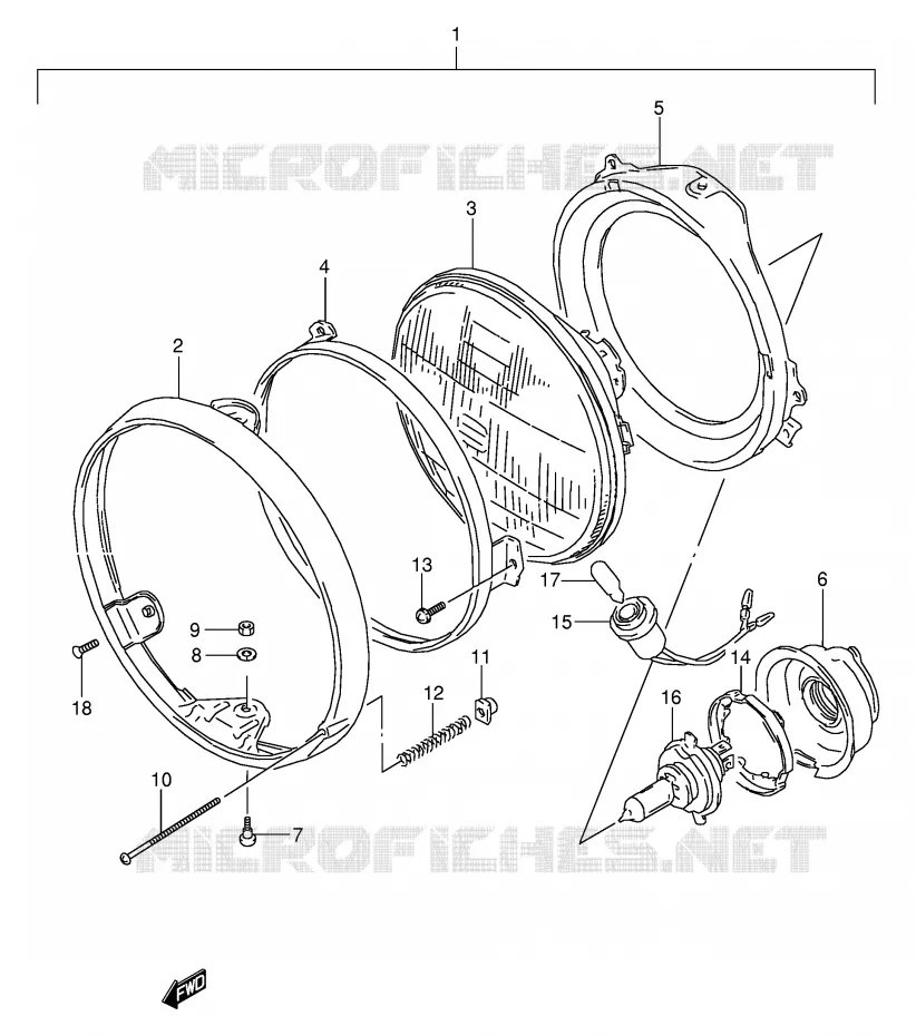 PHARE (MODELE L/M/N E1,E2) Suzuki MOTO 800 VX 1993  VX800P(E4)