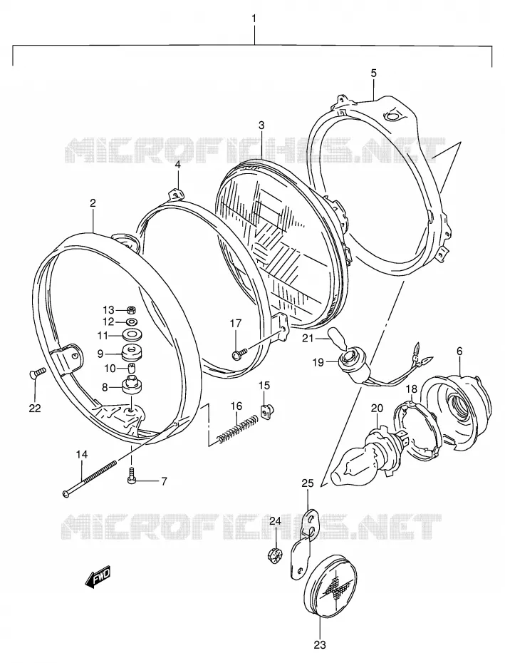 PHARE (MODELE L/M/N EXCEPTE E1,E2) Suzuki MOTO 800 VX 1993  VX800UP(E4)