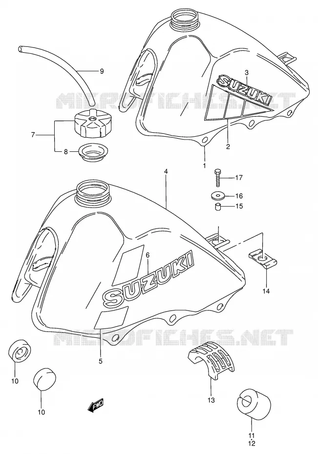 RESERVOIR D'ESSENCE (MODELE D/E) Suzuki MOTO 50 TS-W 1984  TS50WE(E6)