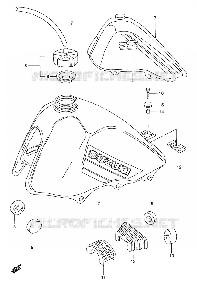 RESERVOIR D'ESSENCE (MODELE F/G) Suzuki MOTO 50 TS-W 1985  TS50WF(E6)