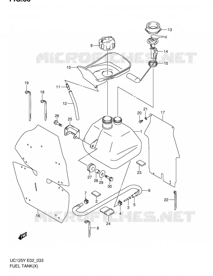 RESERVOIR D'ESSENCE (MODELE X) Suzuki SCOOTER 125 EPICURO 2000  UC125Y(E2)