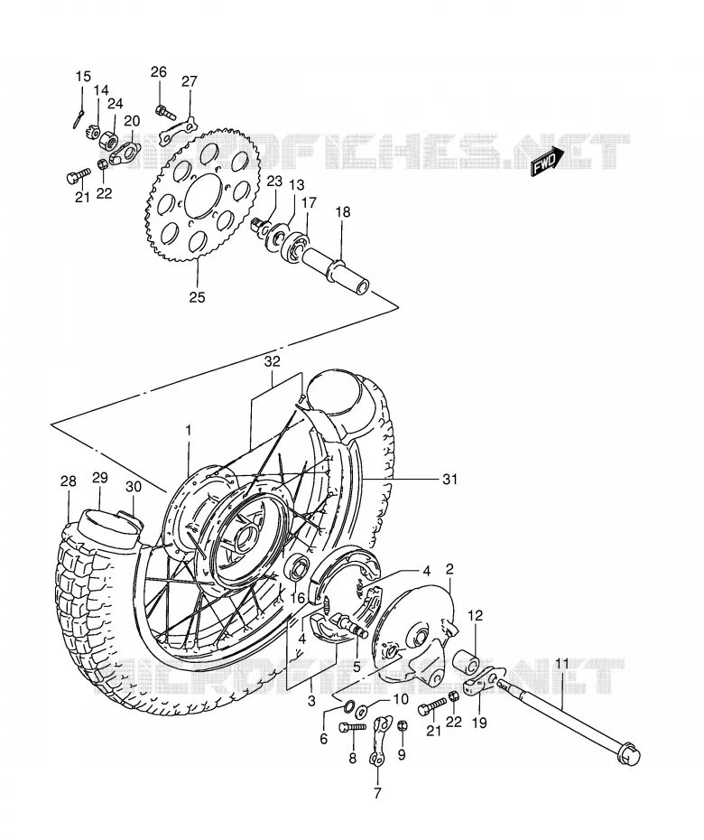 ROUE ARRIERE Suzuki MOTO 185 TS-ER 2000  TS185ERY(E1)