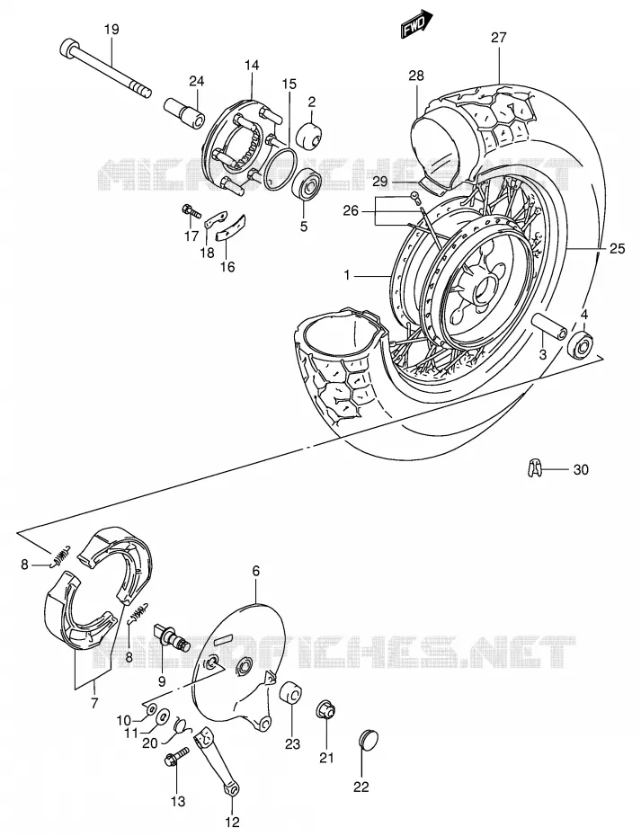 ROUE ARRIERE Suzuki MOTO 800 INTRUDER 1999  VS800GLX(E2)