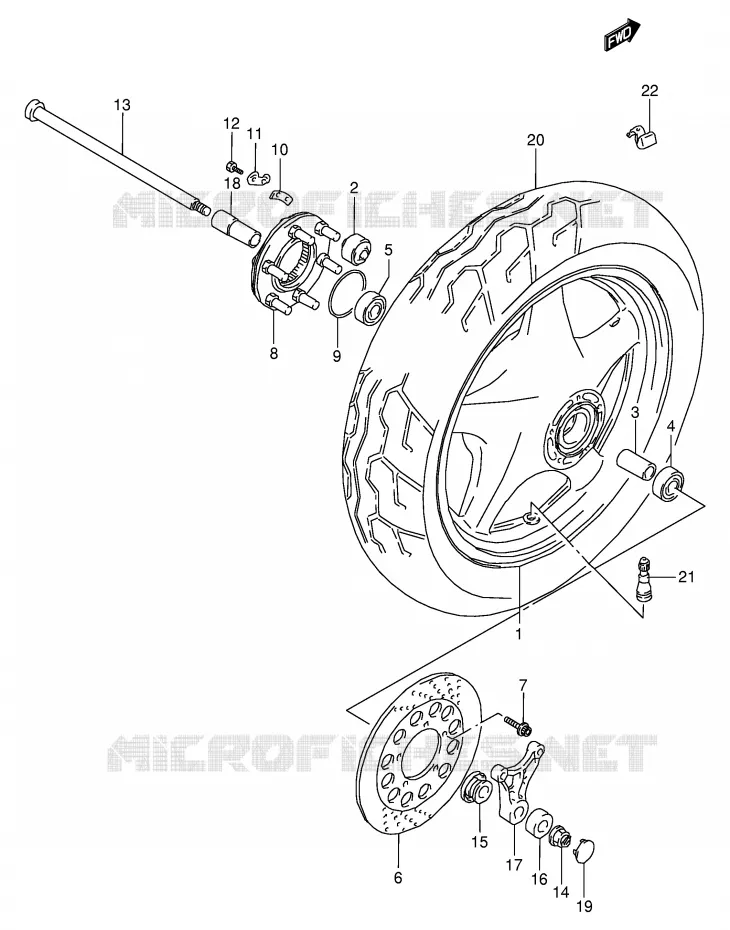 ROUE ARRIERE Suzuki MOTO 800 VX 1993  VX800UP(E4)