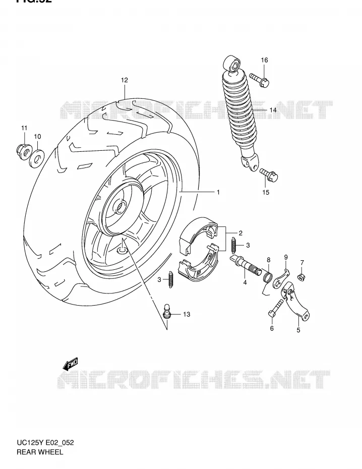 ROUE ARRIERE Suzuki SCOOTER 125 EPICURO 1999  UC125X(E2)