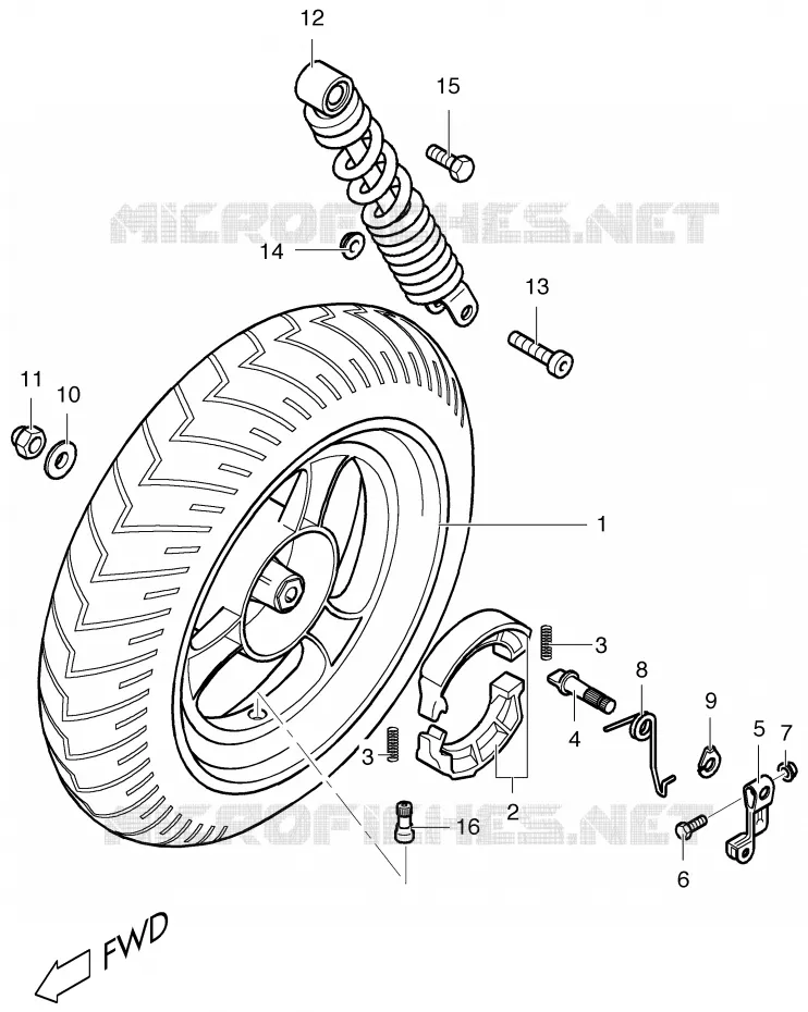 ROUE ARRIERE Suzuki SCOOTER 50 ESTILETE 2001  UF50ZK1