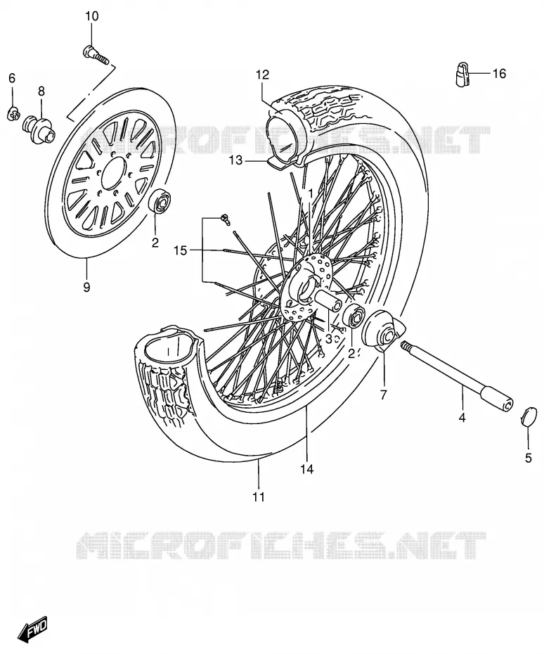 ROUE AVANT (MODELE W/X) Suzuki MOTO 800 INTRUDER 1998  VS800GLW(E2)