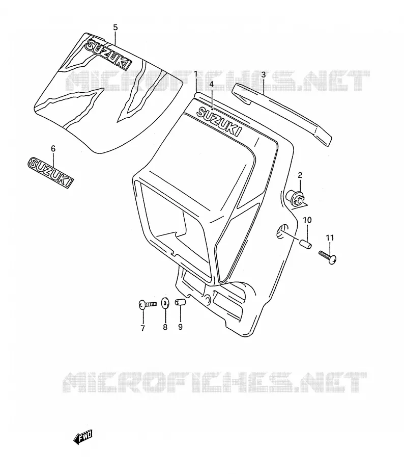 SUPPORT - CARENAGES DE PHARE Suzuki MOTO 200 TS-R 1992  TS200RN(E28)