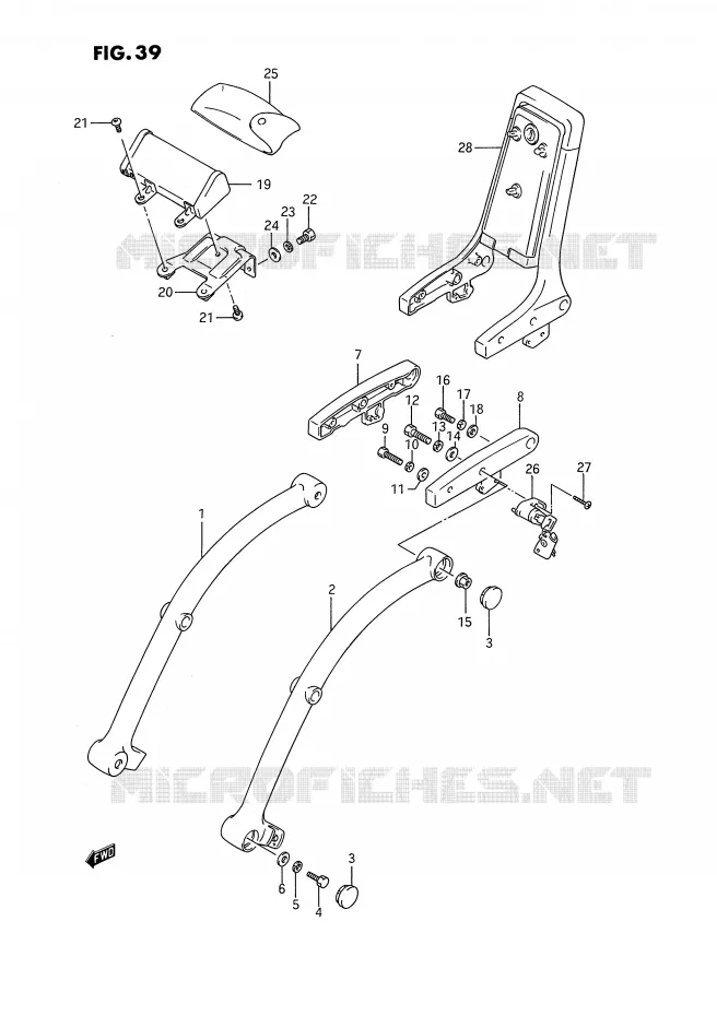 SUPPORT DOSSERET (MODELE H/J/K/L/M/N/P/R E22) Suzuki MOTO 1400 INTRUDER 1991  VS1400GLPM(E2)