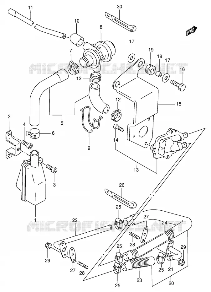 SYSTÈME DE RECYCLAGE GAZ D'ECHAPPEMENT (E18) Suzuki MOTO 800 INTRUDER 1999  VS800GLX(E2)