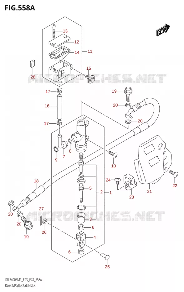 MAITRE CYLINDRE DE FREIN ARRIERE (DR-Z400S) Suzuki MOTO 400 DR-Z 2021  DR-Z400S 2021 M1 (E28)