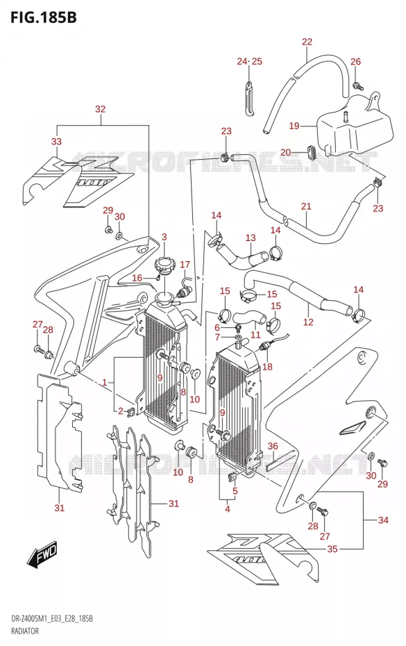 RADIATEUR (DR-Z400S) Suzuki MOTO 400 DR-Z 2021  DR-Z400S 2021 M1 (E28)