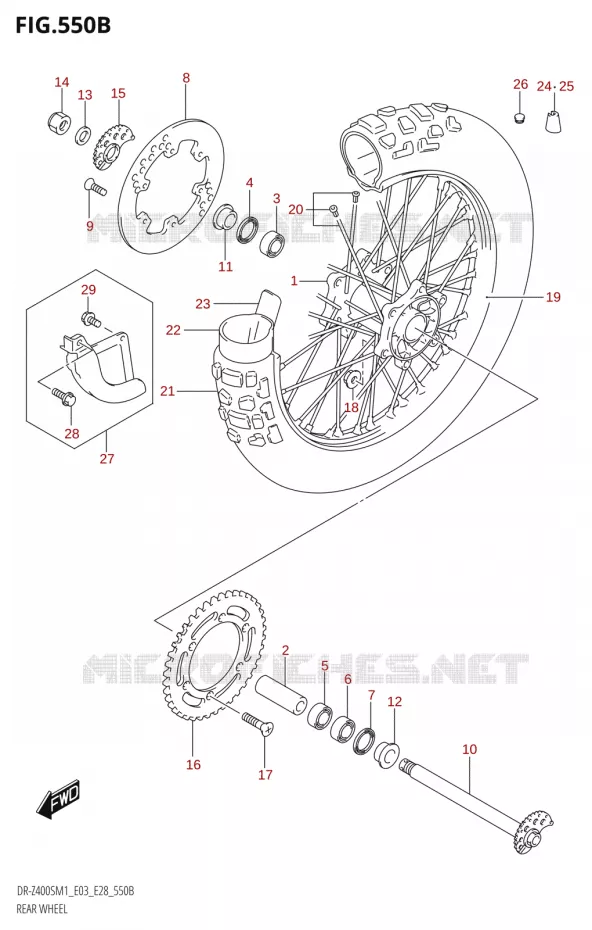 ROUE ARRIERE (DR-Z400S) Suzuki MOTO 400 DR-Z 2021  DR-Z400S 2021 M1 (E28)