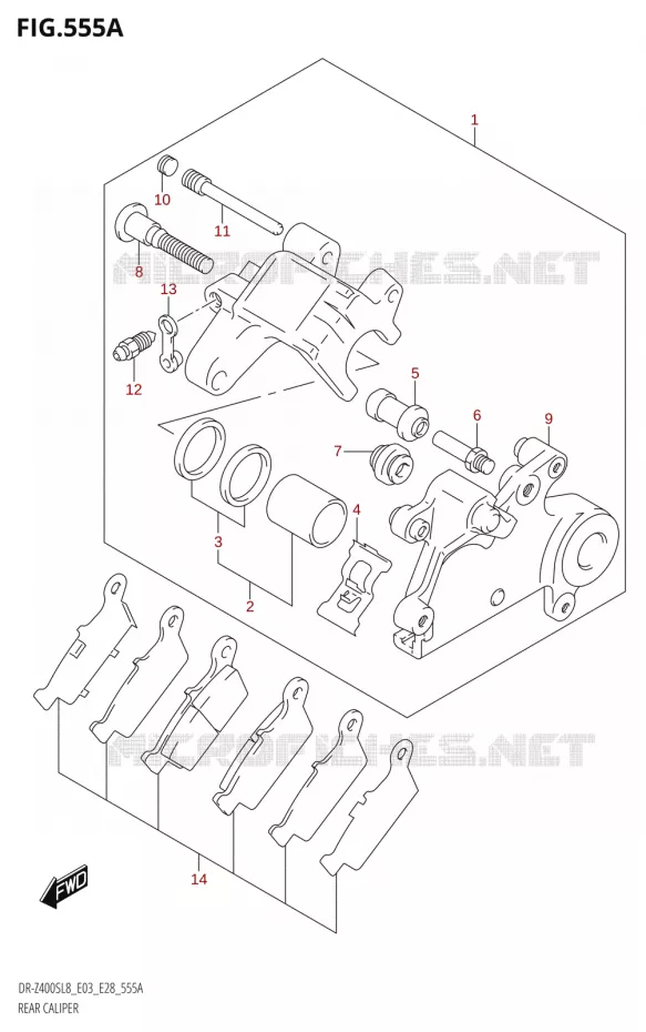 ETRIER DE FREIN ARRIERE Suzuki MOTO 400 DR-Z 2018  DR-Z400S 2018 L8 (E28)