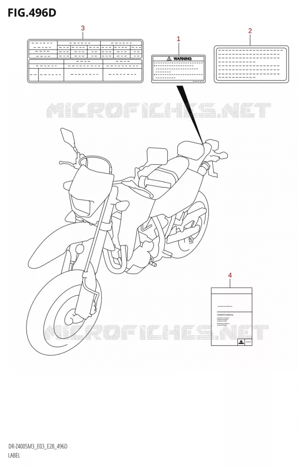 ETIQUETTE (DR-Z400SM:M3:E03) Suzuki MOTO 400 DR-Z 2023  DR-Z400SM3 E28 2023 M3