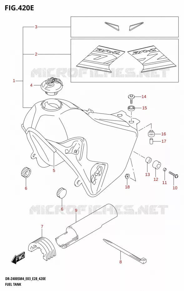 RESERVOIR D'ESSENCE (DR-Z400SM:E33) Suzuki MOTO 400 DR-Z 2024  DR-Z400S 2024 M4