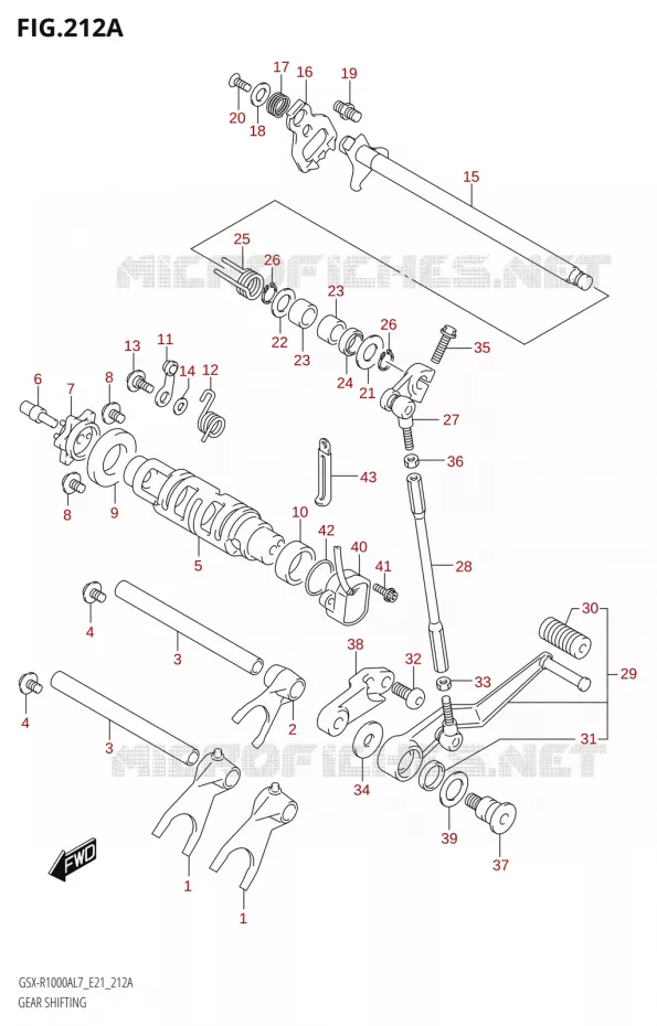 ENSEMBLE DE SELECTION DE VITESSES Suzuki MOTO 1000 GSX-R 2017  GSX-R1000AL7 E21