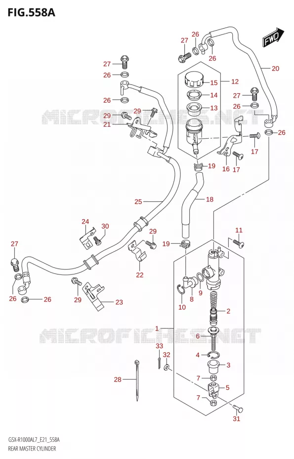 MAITRE CYLINDRE DE FREIN ARRIERE Suzuki MOTO 1000 GSX-R 2017  GSX-R1000AL7 E21