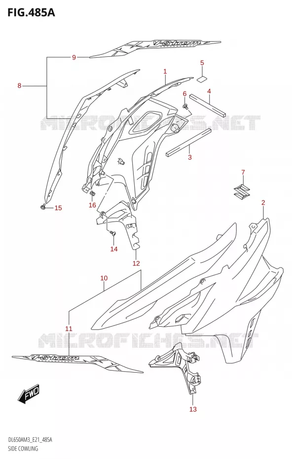 FLANCS DE CARENAGES (DL650A:M3:E21) Suzuki MOTO 650 V-STROM 2023  DL650AM3