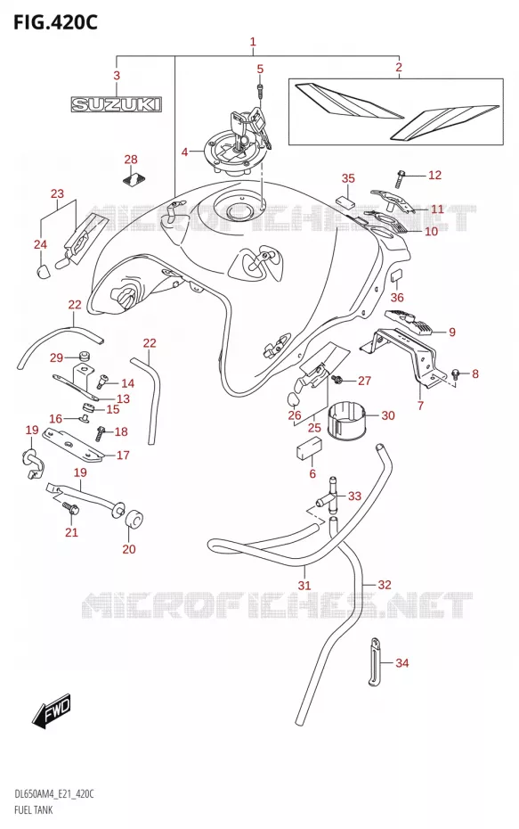 RESERVOIR D'ESSENCE (DL650XA:M4:E21) Suzuki MOTO 650 V-STROM 2024  DL650AM4